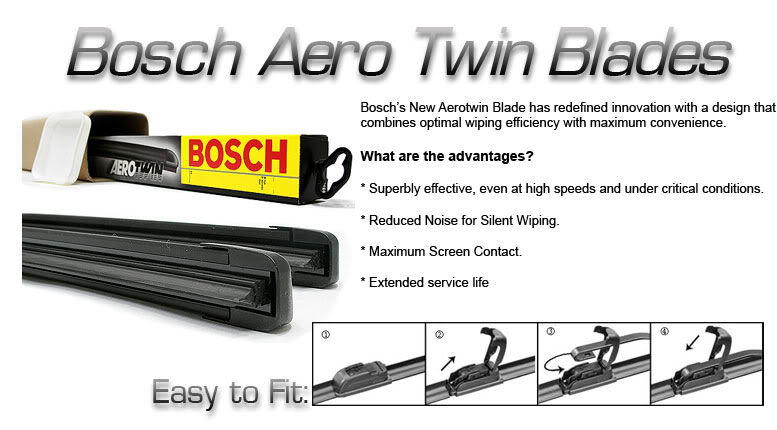 BOSCH AERO AEROTWIN FLAT Front Windscreen Wiper Blades For: Ford Festiva (93-00)