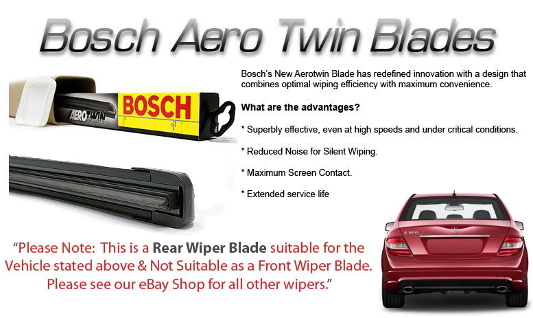 BOSCH REAR AEROTWIN / AERO RETRO FLAT Wiper Blade For: MAZDA 121 MK1 (87-90)